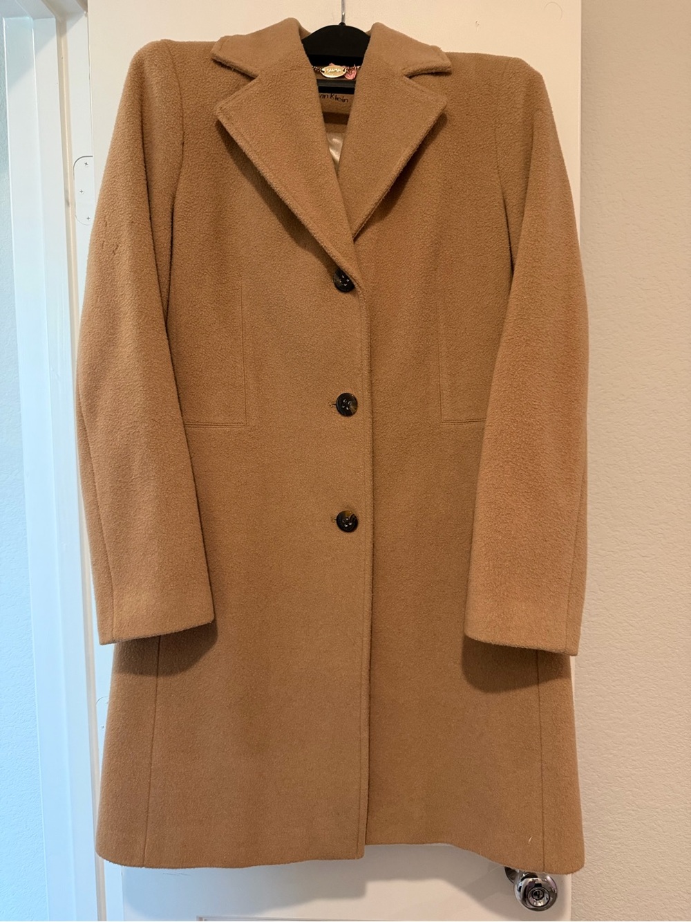 Calvin Klein Women’s Tan Wool Cashmere Long Coat Size 8
